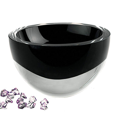 (D) Centerpiece 'Penelope' Black Fruit Bowl, Lead Free Crystal Glass