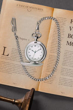 (D) Hand-Wind Mechanical Silver Pocket Watch with Chain for Men