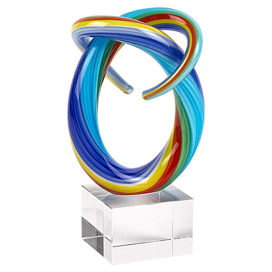 (D) Handcrafted Murano Art Glass Mini Rainbow Centerpiece H6