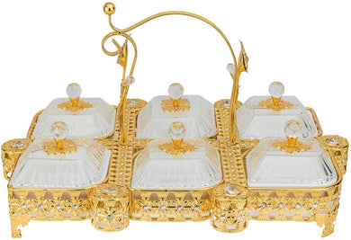 Italian Collection Rectangular Gold Sectional Dessert Serving Tray, Candy Holder