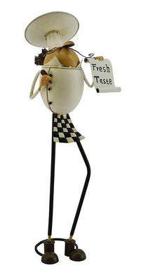 (D) Metal Chef Holding Menu Figurine 20 x 6, Housewarming Gift