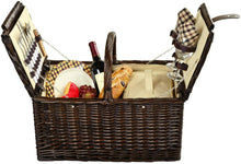 (D) Surrey Picnic Basket for 2, Backpack Bag for Outdoor (Brown)