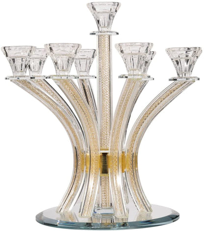 (D) Judaica Crystal Candelabra with Inner Net Design 9 Arms