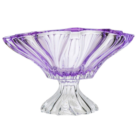 Bohemia Collection Footed Fruit Bowl 'Aurum' Serving Platter 14 Inch (Purple)
