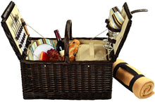 (D) Surrey Picnic Basket for 2 with Blanket Set for Outdoor (Green)