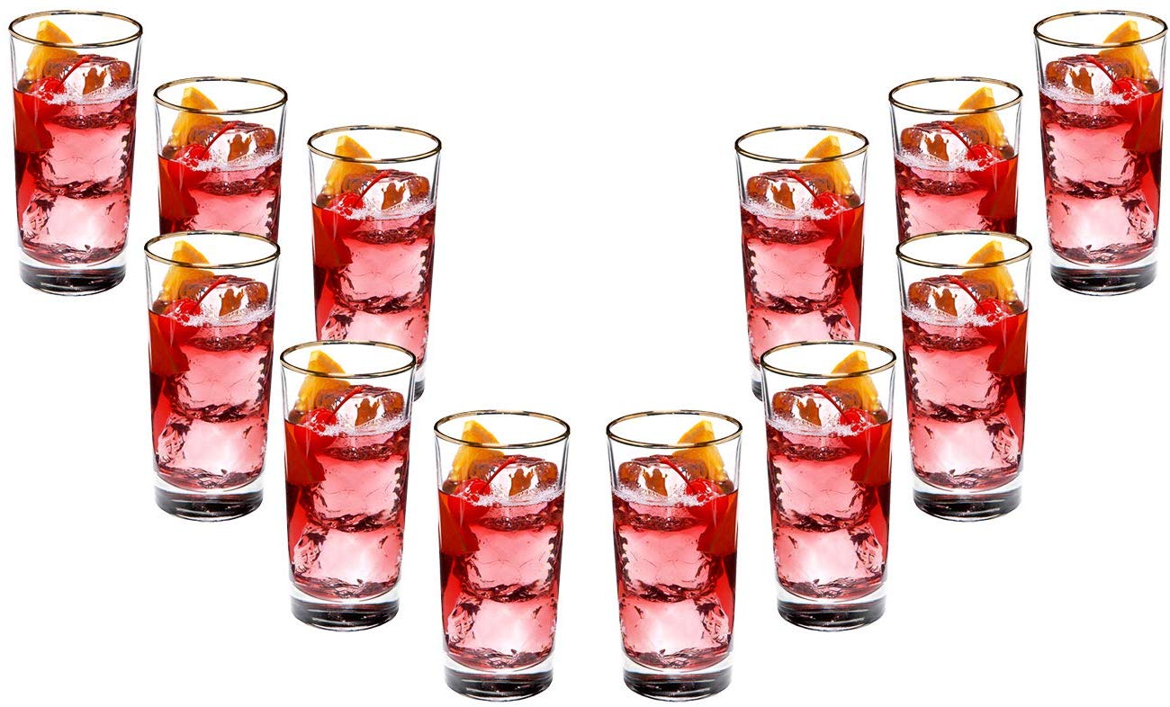 Prestige Hiball Stemless Juice Glasses 10 Oz, Crystal Clear Glassware Set of (12)