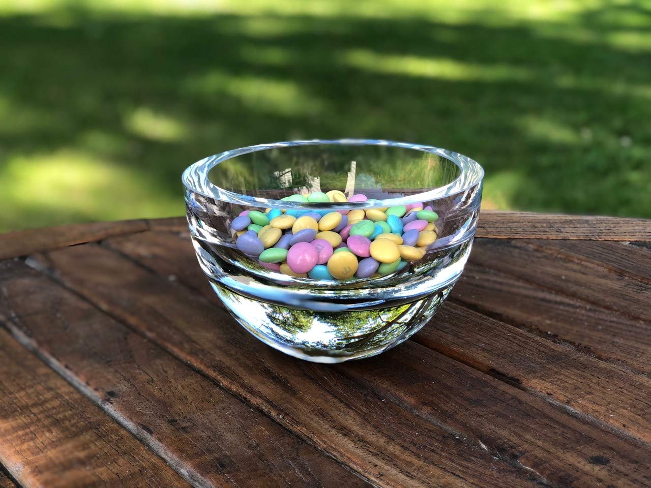 (D) Handcrafted 'Penelope' Crystal Glass Centerpiece Serving Bowl 6"D