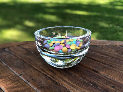 (D) Handcrafted 'Penelope' Crystal Glass Centerpiece Serving Bowl 6"D