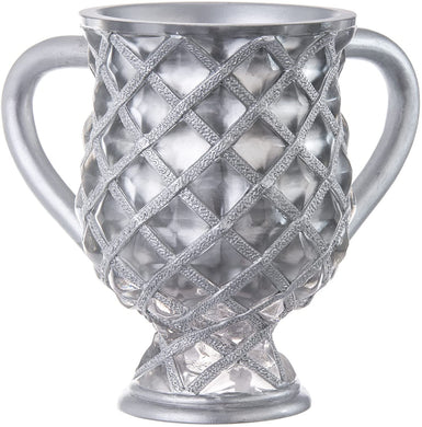 (D) Judaica Diamond Wash Cup Vase with 2 Handles 6.5 H'' (Silver)