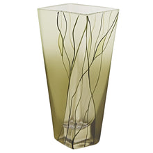 (D) Handcrafted 'Evergreen' Decorative Crystal Glass Square Flower Vase 8", Luxury European Design