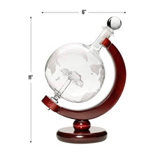 Large 50 Oz 'Car' Handmade Whiskey Liquor Etched Globe Decanter on Wooden Stand