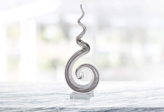 (D) Handcrafted Murano Art Silver Glass Spiral Spectrum Figurine 20" on Base