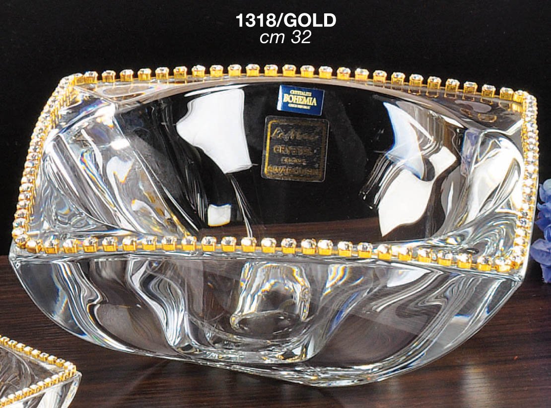 Italian Collection Crystal Wavy Bowl, Decorated with Swarovski Crystal