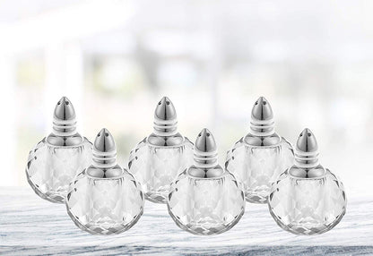 (D) Handcrafted 'Zendra Silver' Crystal Glass 6-pc Salt & Pepper Shakers Set