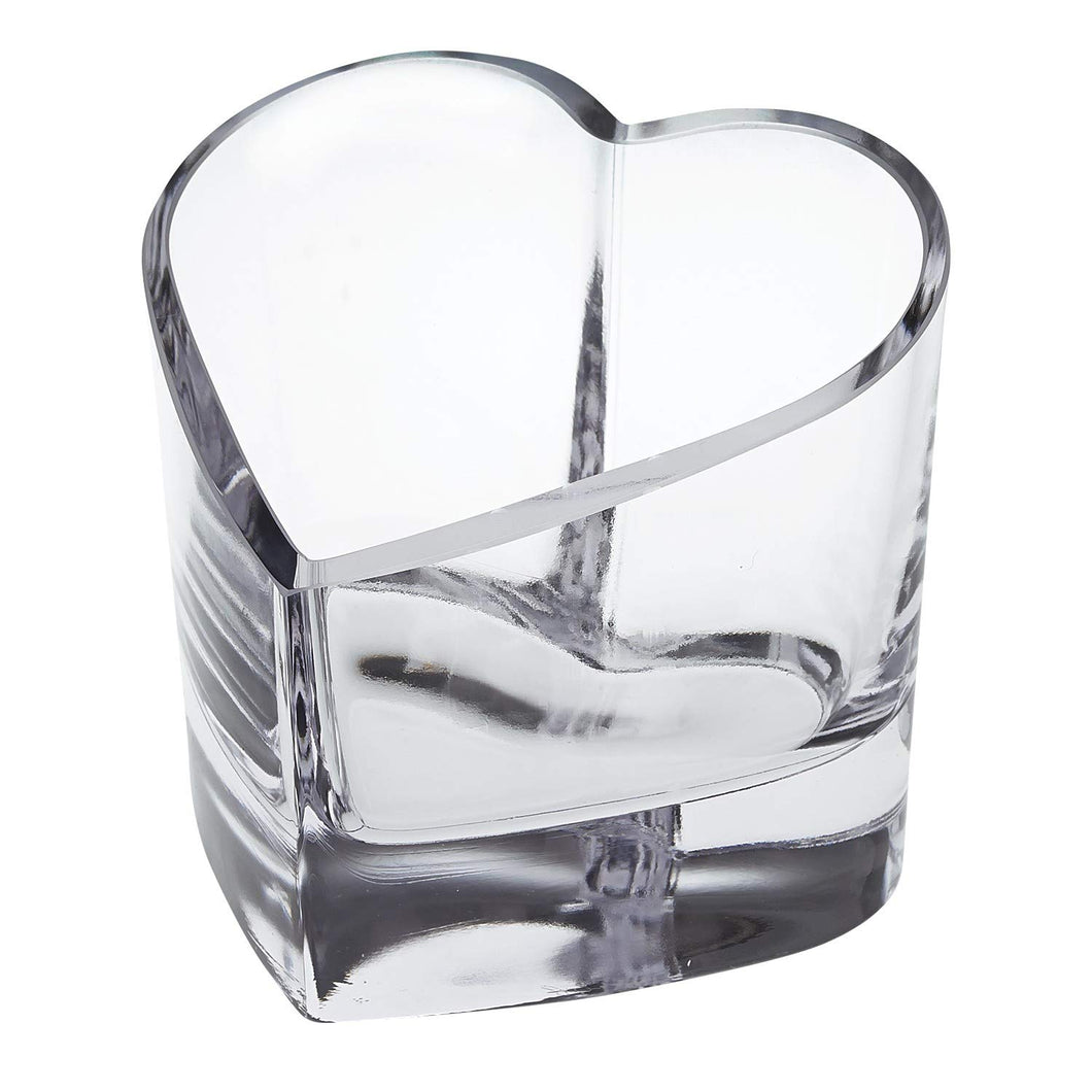 (D) Handcrafted 'Romance' Crystal Glass Centerpiece Heart Serving Bowl 5.5