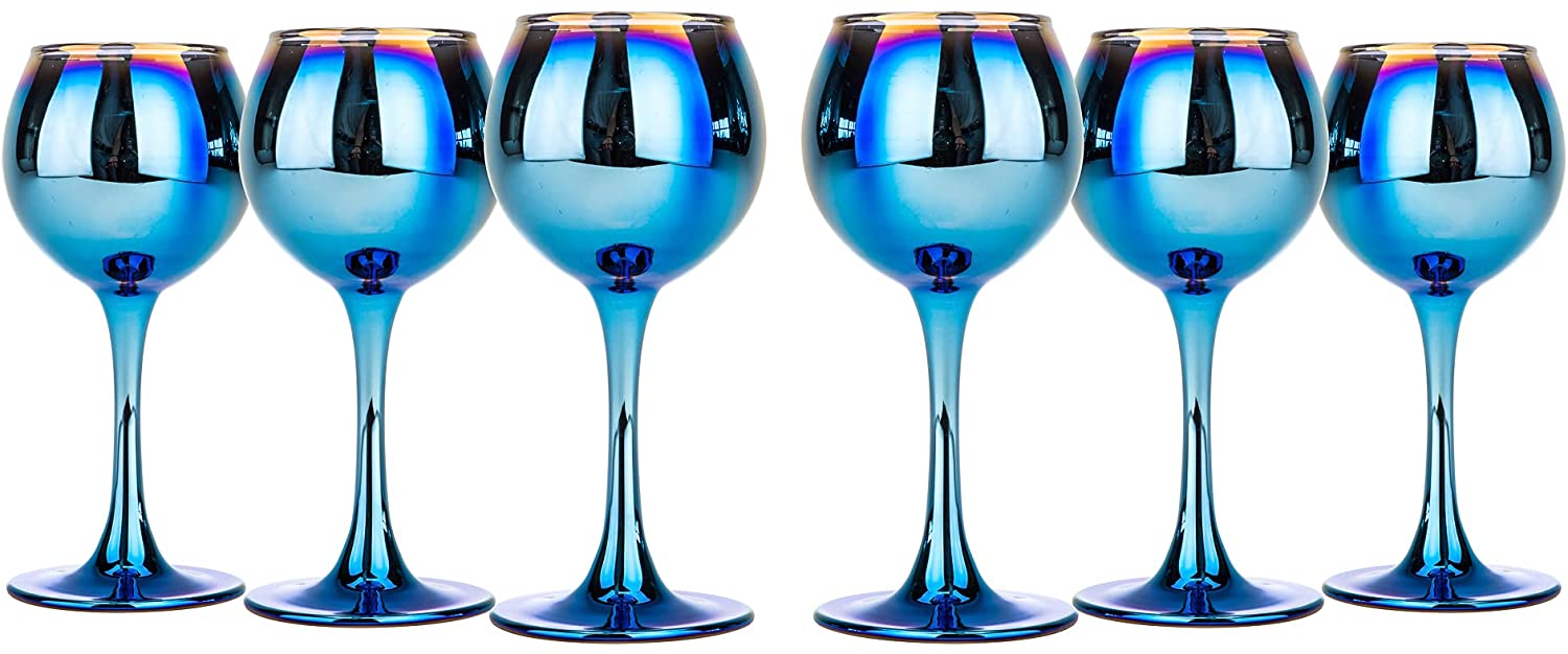 SET OF 6 Amethyst Sherry Liquor Glasses 3 Oz Blue Rainbow Glassware