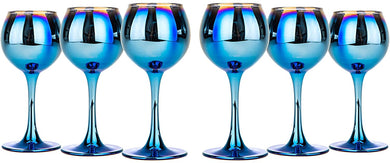 SET OF 6 Amethyst Sherry Liquor Glasses 3, Blue Rainbow Glassware