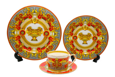 Royalty Porcelain 16 pc Dinner set Bone China Service For 4, Antique Style (Red)