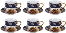 Royalty Porcelain Tea Coffee sets Blue, Gold Tiny Design, Bone China Porcelain