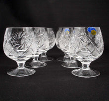 6 Russian CUT Crystal Cognac Snifters 150ml/5oz Hand Made