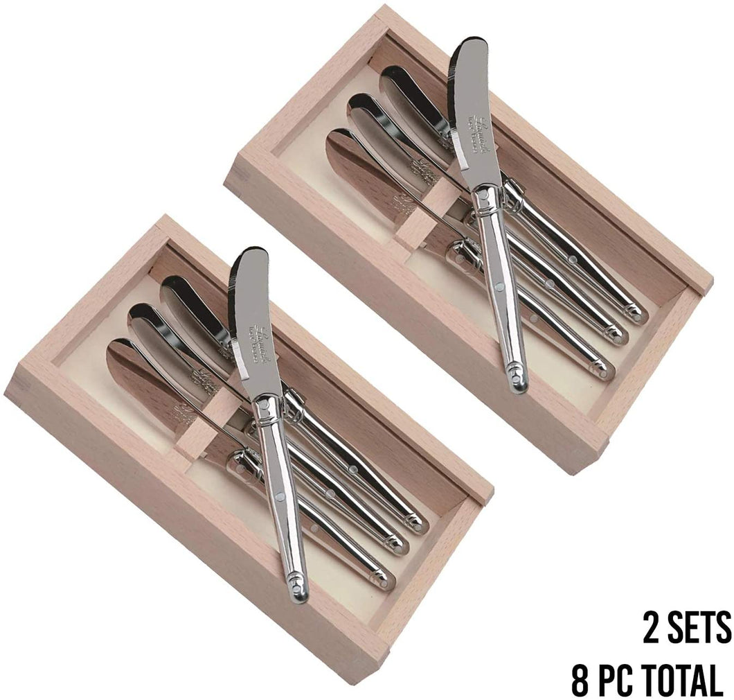 (D) Cheese Spreaders Set of 4 Laguiole Stainless Steel Knife Set 2 PACK