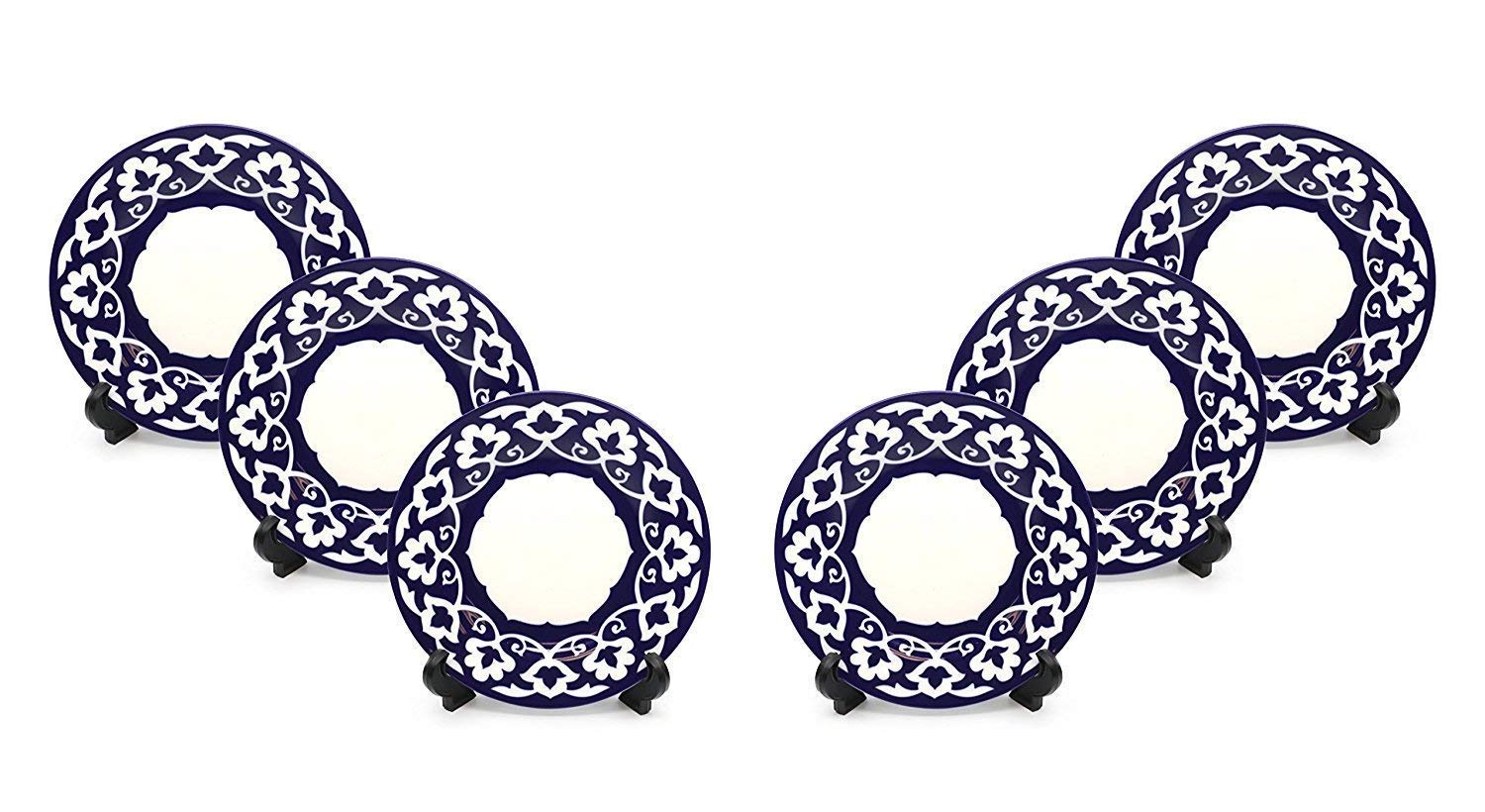 Royalty Porcelain 6-pc Russian Fine Blue Floral Set of Plates for 6 (Dessert)