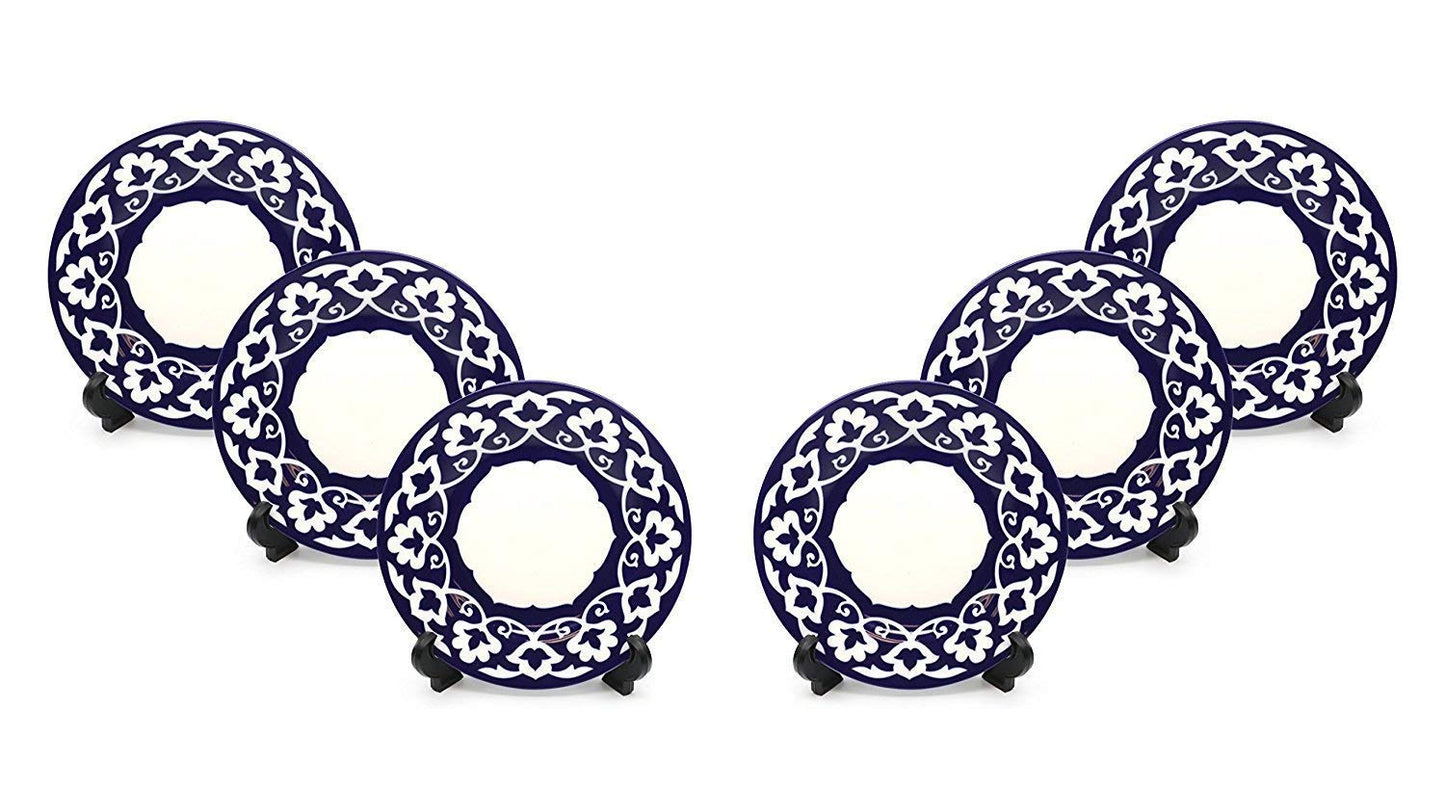 Royalty Porcelain 6-pc Russian Fine Blue Floral Set of Plates for 6 (Dessert)