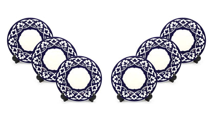 Royalty Porcelain 6-pc Russian Fine Blue Floral Set of Plates for 6 (Dessert)