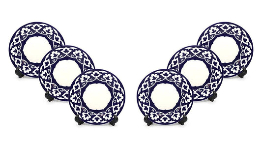 Royalty Porcelain 6-pc Russian Fine Blue Floral Set of Plates for 6 (Dessert)