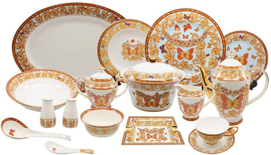 Royalty Porcelain 58 Pc Luxury Butterfly Banquet Dinner Set, Premium Bone China