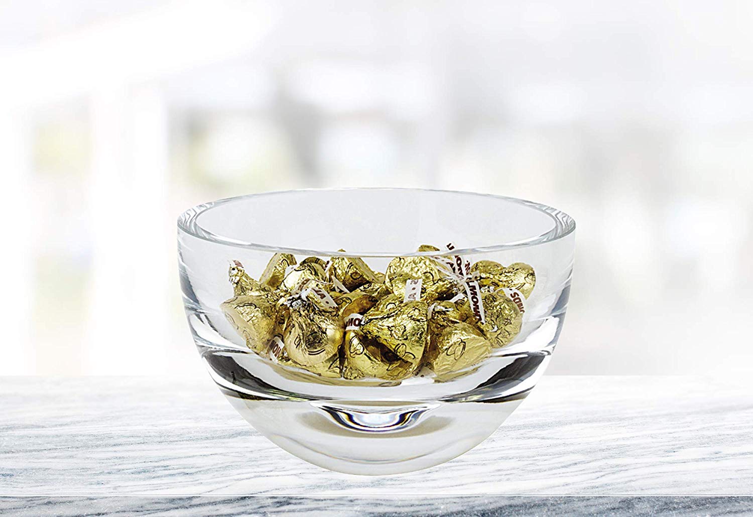 (D) Handcrafted 'Penelope' Crystal Glass Centerpiece Serving Bowl 6"D