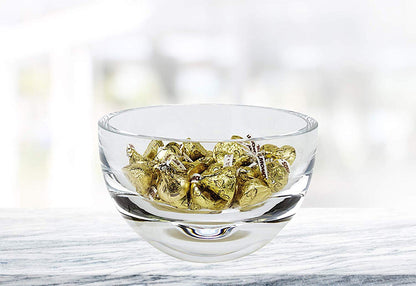 (D) Handcrafted 'Penelope' Crystal Glass Centerpiece Serving Bowl 6"D