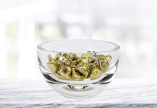 (D) Handcrafted 'Penelope' Crystal Glass Centerpiece Serving Bowl 6"D