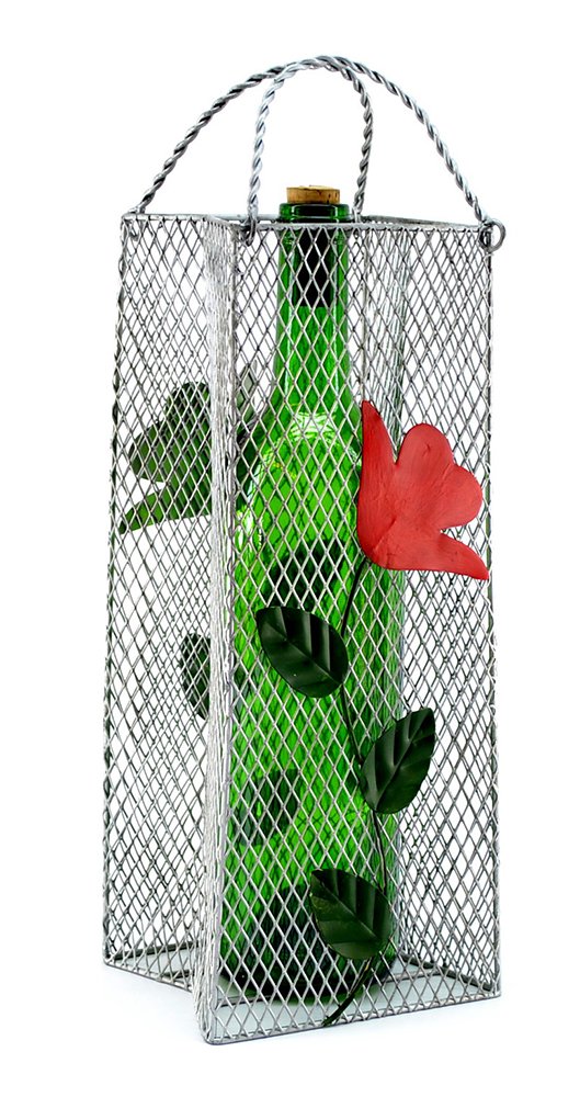 (D) Wine Bottle Holder, Gift Bag with Flower, Bar Counter Decoration