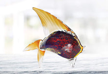 (D) Handcrafted Firestorm Murano Art Glass Tropical Fish Figurine 15.5" on Base