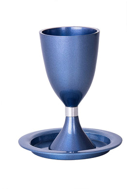 (D) Judaica Kiddush Cup Blue Shabbat and Havdalah Goblet