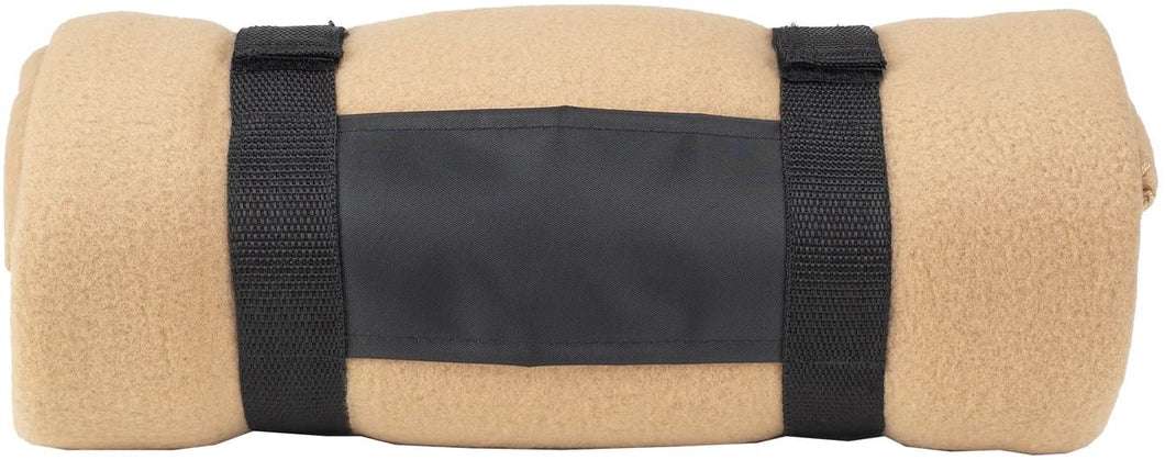 (D) Fleece Blanket with Carrier Backpack Bag for Outdoor (Brown)