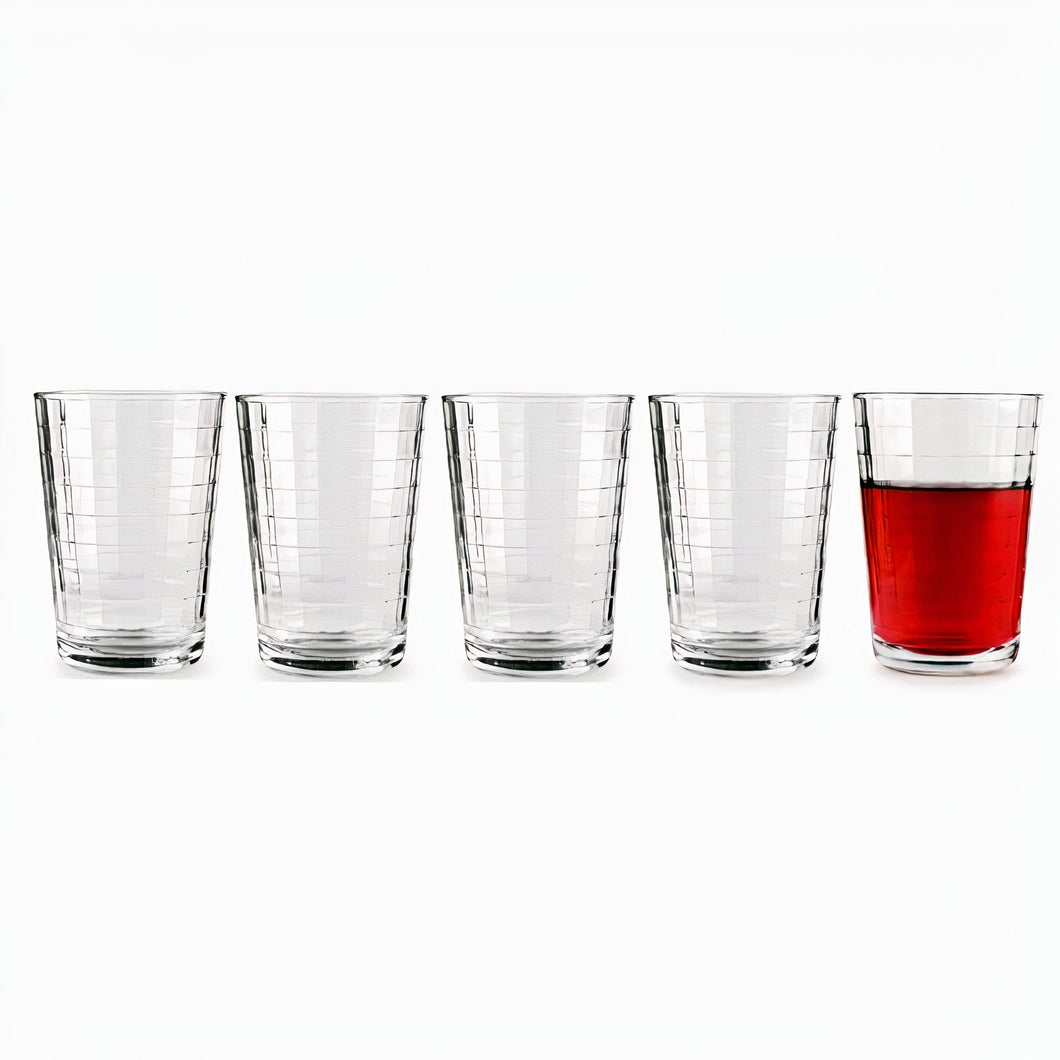 D) Clear Drinking Modern Glasses Set of 4 For Water, Juice, Cocktails