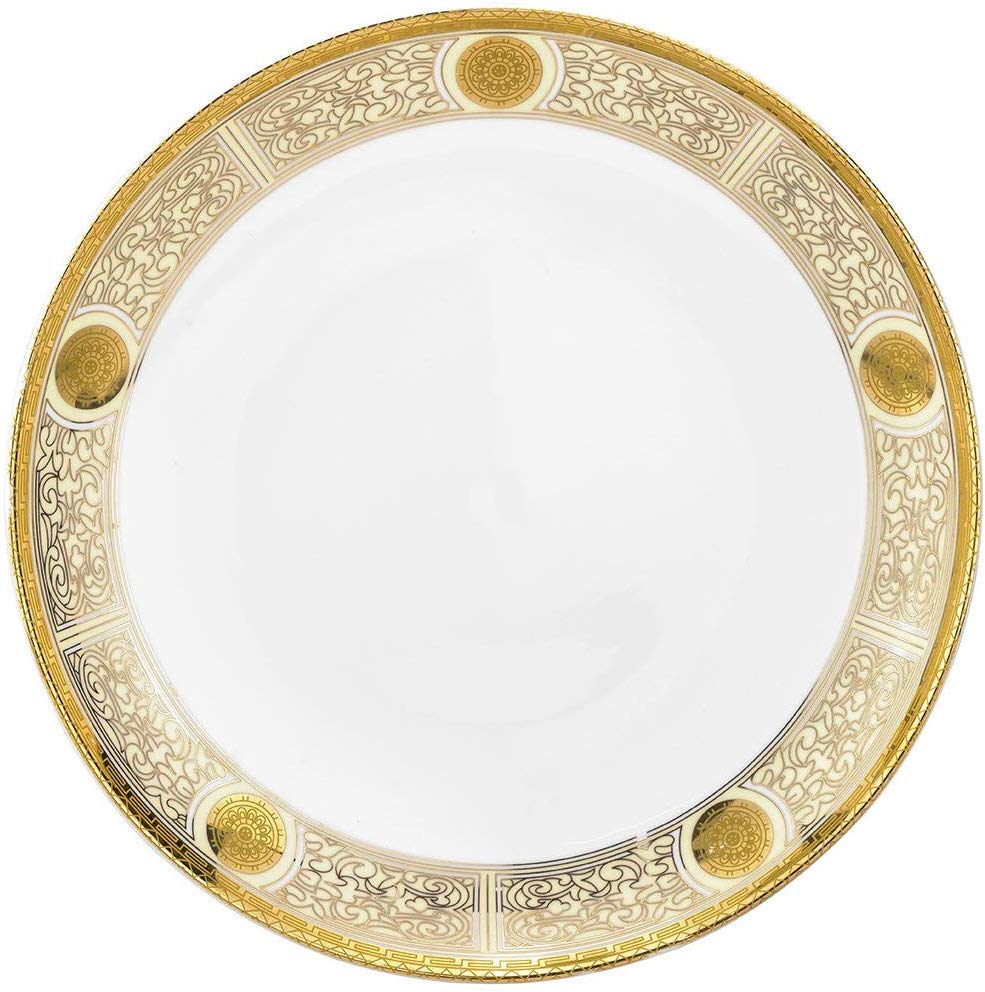 Royalty Porcelain Yellow 'Сhamomile' Serving Platter 24K Gold (14 Inch)