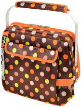 (D) Beverage and Food Cooler, Picnic Backpack Bag with Corkscrew (Brown Dots)