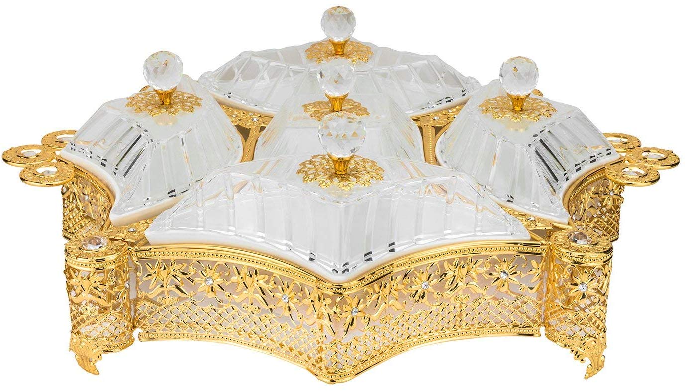 Italian Collection Gold Infused Frame Sectional Сandy Tray, Snack Holder