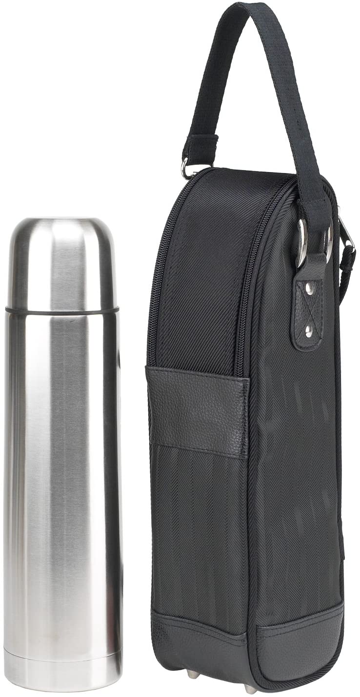 (D) Black Coffee Flask and Carrier, Picnic Backpack Bag for Outdoor