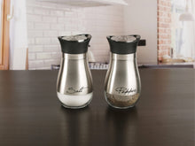 (D) Salt and Pepper Shakers Set Stainless Steel For Herbs Spices 4.4 oz (Silver)