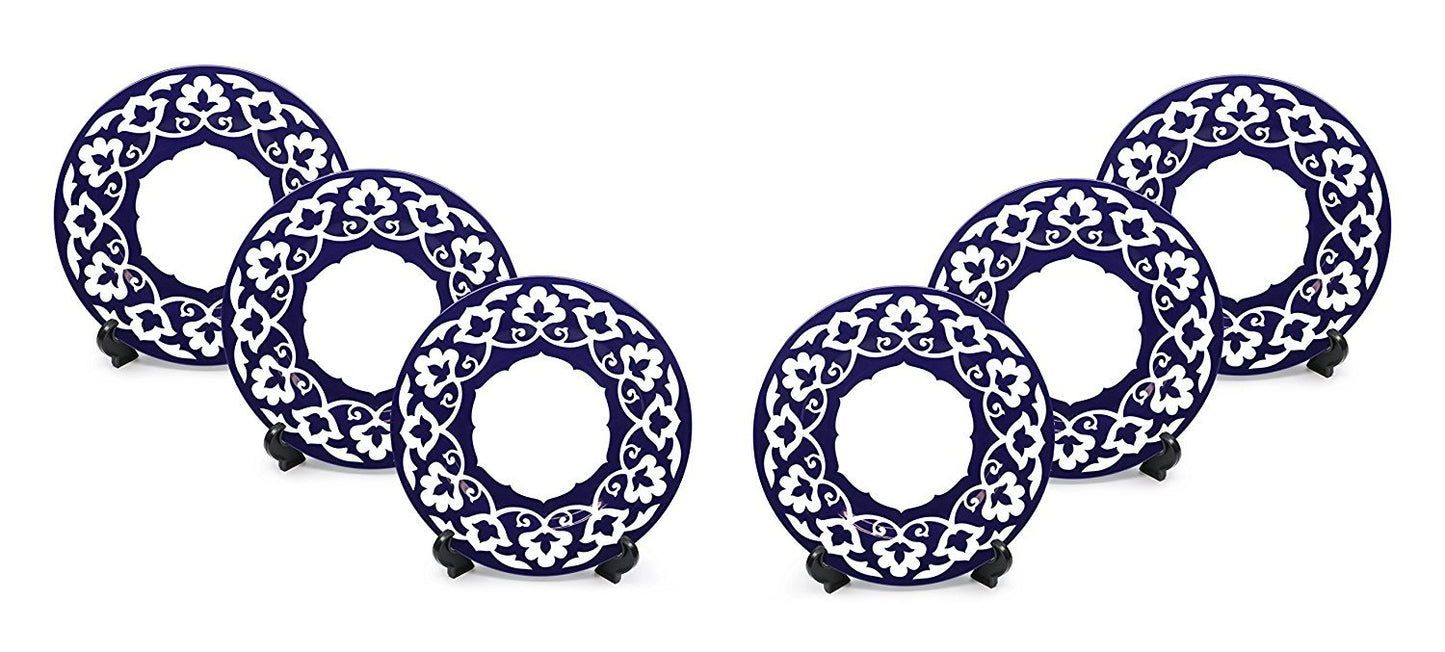 Royalty Porcelain 6-pc Russian Fine Blue Floral Set of Plates for 6 (Dinner)