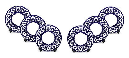 Royalty Porcelain 6-pc Russian Fine Blue Floral Set of Plates for 6 (Dinner)