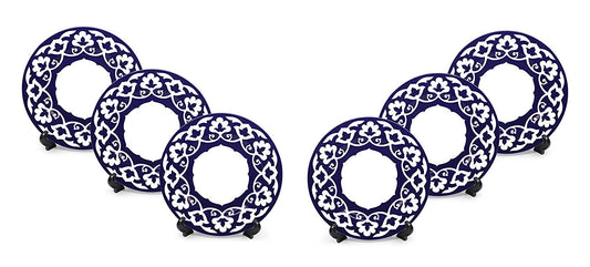 Royalty Porcelain 6-pc Russian Fine Blue Floral Set of Plates for 6 (Dinner)