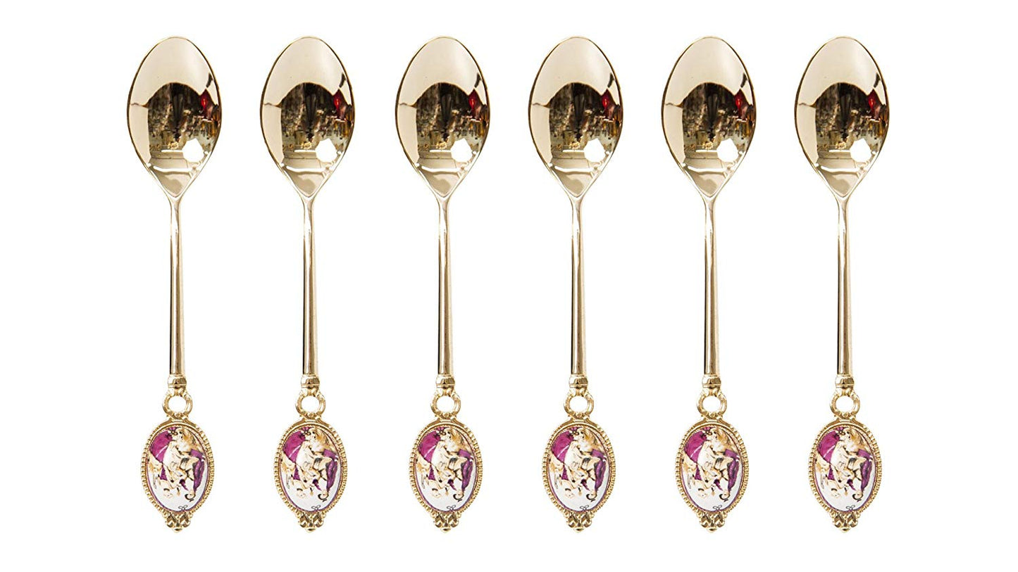 Royal Flatware Set of 12pc Demi Dessert Flatware Forks and Spoons (Gold Antique)