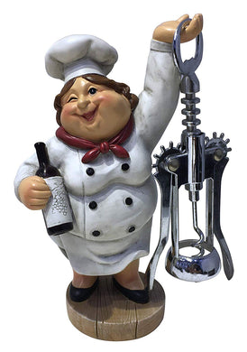 (D) Funny Cork Opener Fat Lady Chef Figurine 7.5 Inches, Decorative Wine Opener