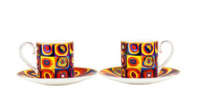 Carmani Painters 4pc Espresso Coffee Set, Wassily Kandinsky Series (Color Study)