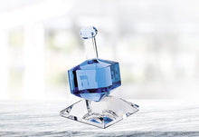 (D) Handcrafted Crystal Cobalt Blue Dreidel Centerpiece Figurine on Stand 3"H